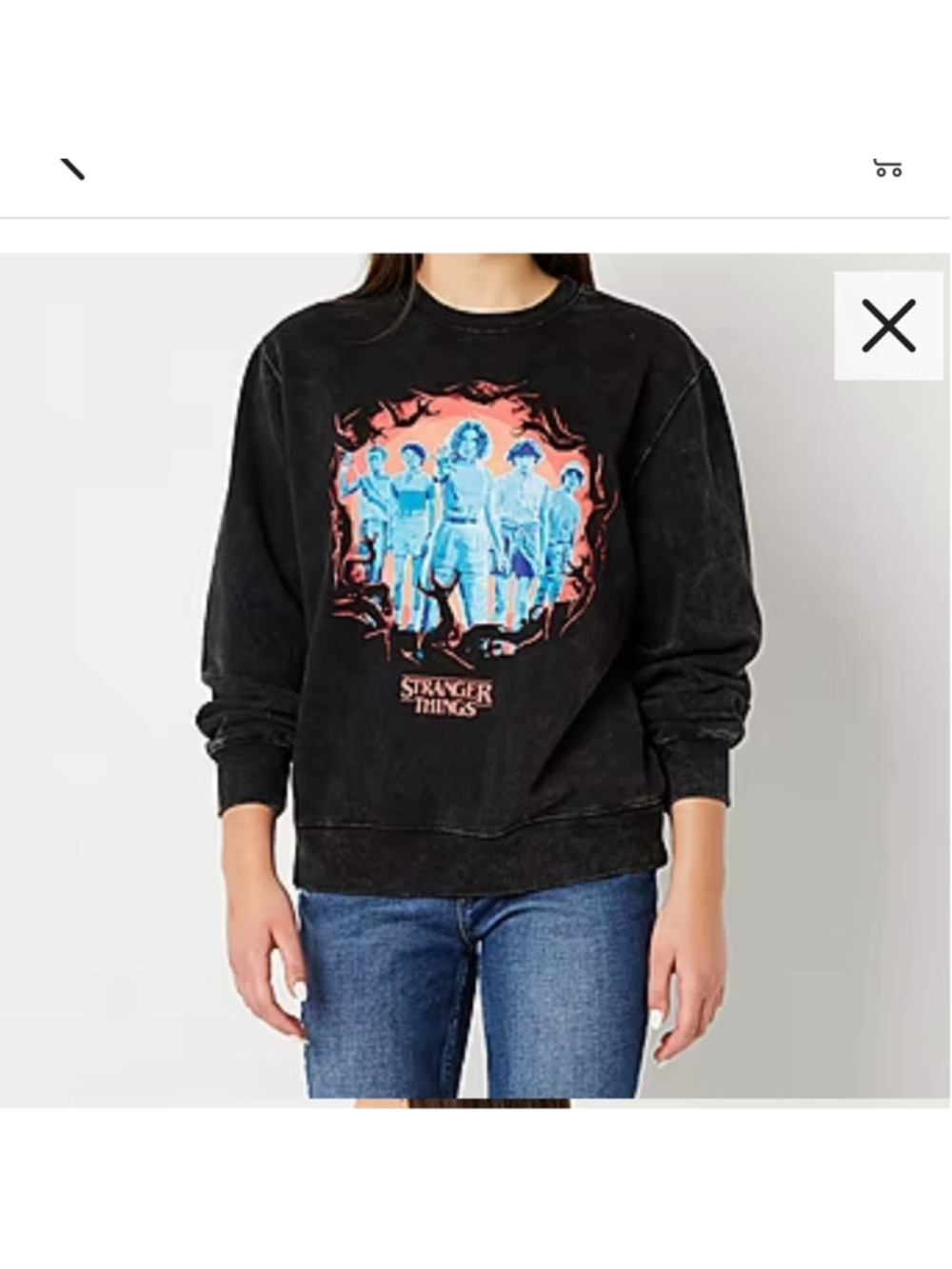 Stranger Things Juniors Crew Neck Sweater Black Size 2X New